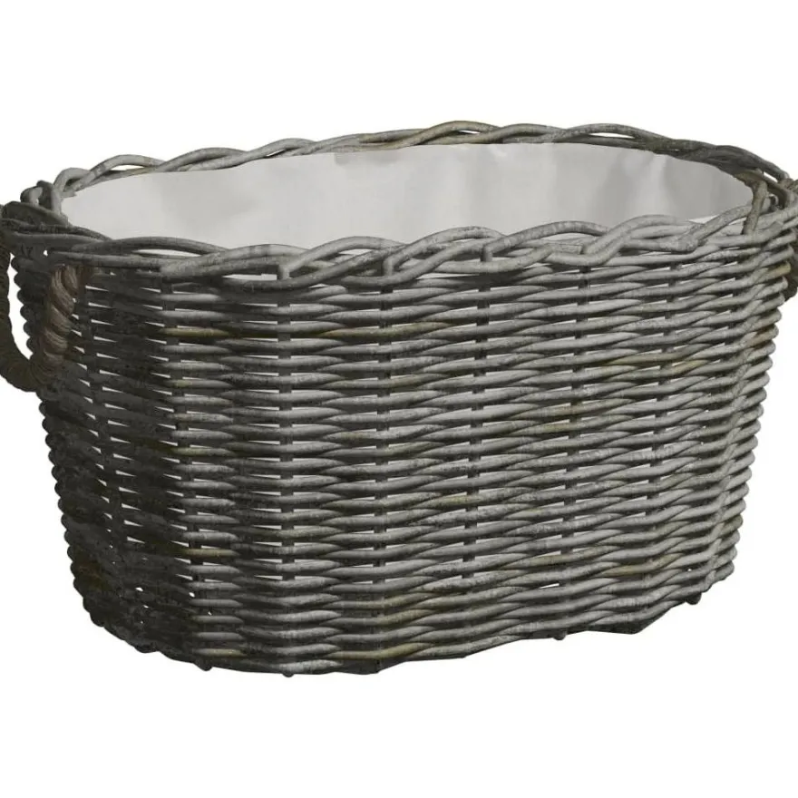 Polttopuukori kantokahvoilla 60x40x28cm, harmaa paju
