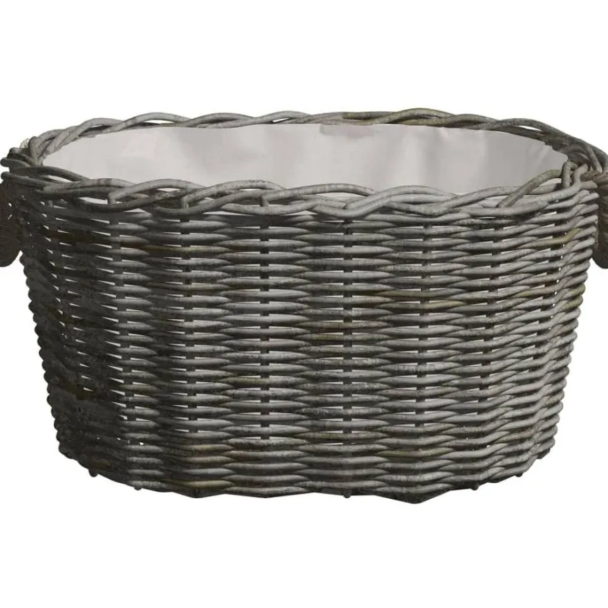 Polttopuukori kantokahvoilla 60x40x28cm, harmaa paju