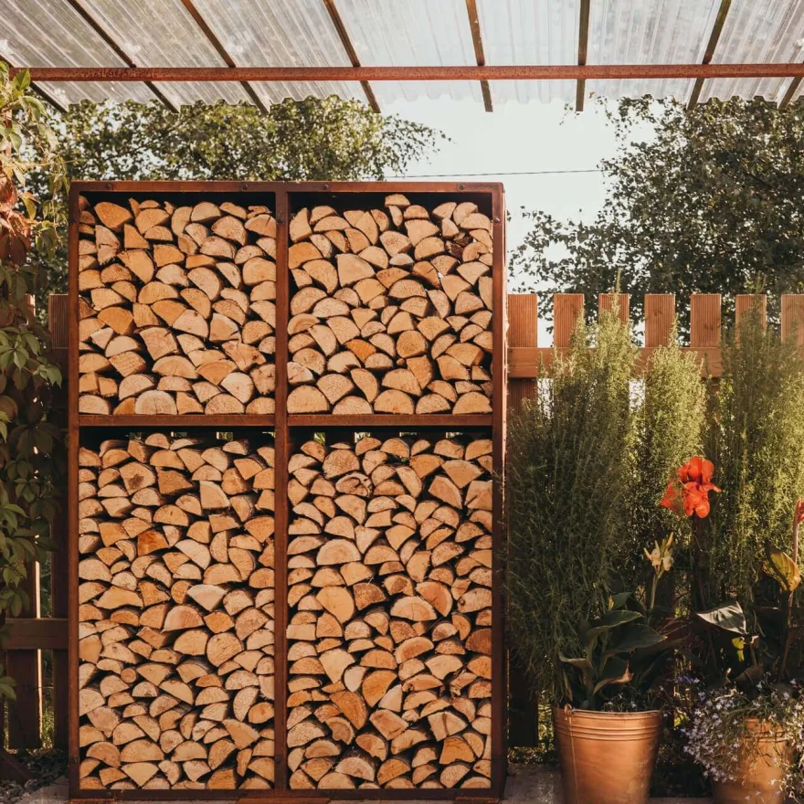 Polttopuuteline GrillSymbol Wall 2, 119x37x170 cm