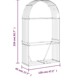 Polttopuuteline hopea 120x45x210 cm galvanoitu teräs