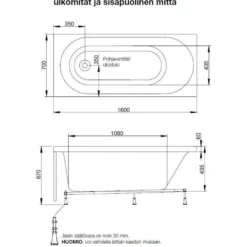 Poreamme Westerbergs Motion 160SQ Comfort 2.0, akryyli, valkoinen
