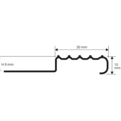 Porraskulmalista Progress Profiles Prostair ACC, 2,7m, 30mm, 8mm, harjattu rst