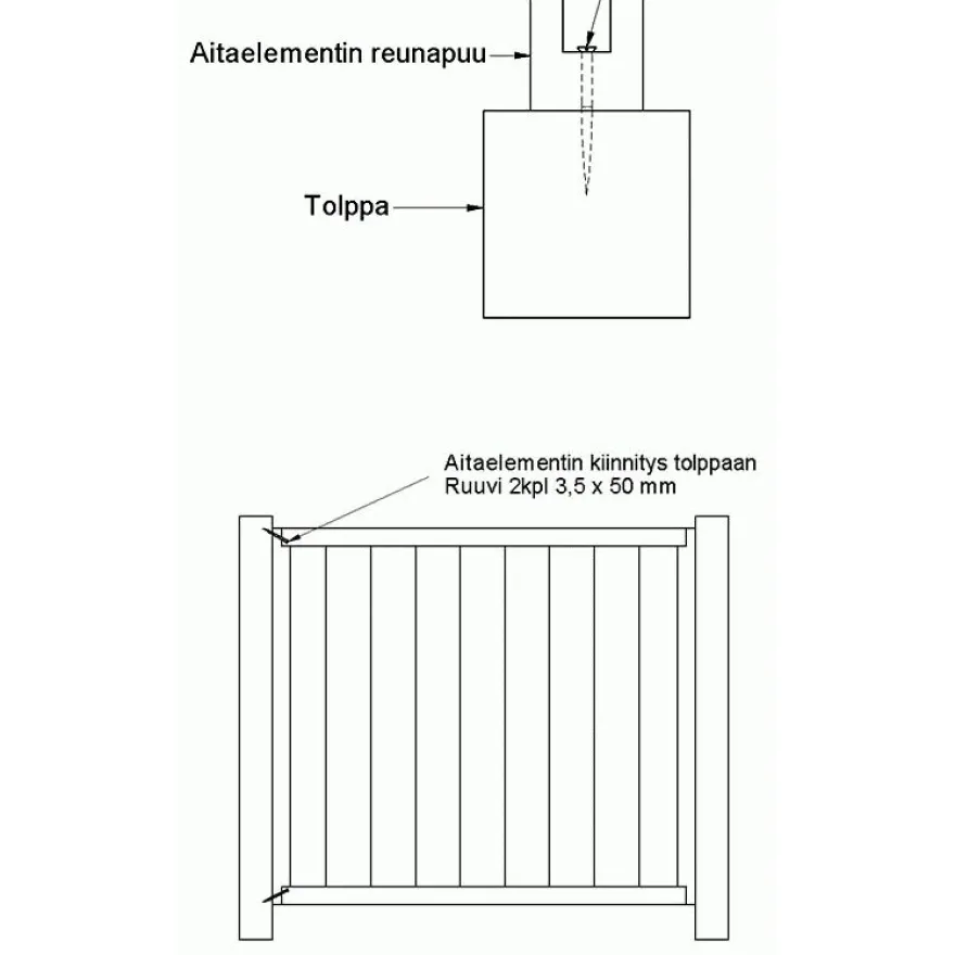 Porttielementti A27R 900x800 mm pystylauta ruskea