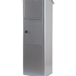 Postilaatikko Berglund M2000B, avaus takapuolelta, hopea