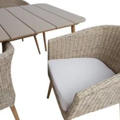 Puutarhakalustesetti Home4You NORWAY pöytä ja 4 tuolia, beige