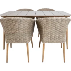 Puutarhakalustesetti Home4You NORWAY pöytä ja 4 tuolia, beige
