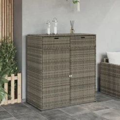 Puutarhan säilytyskaappi harmaa 105x55x113 cm polyrottinki