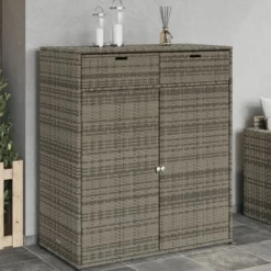Puutarhan säilytyskaappi harmaa 105x55x113 cm polyrottinki