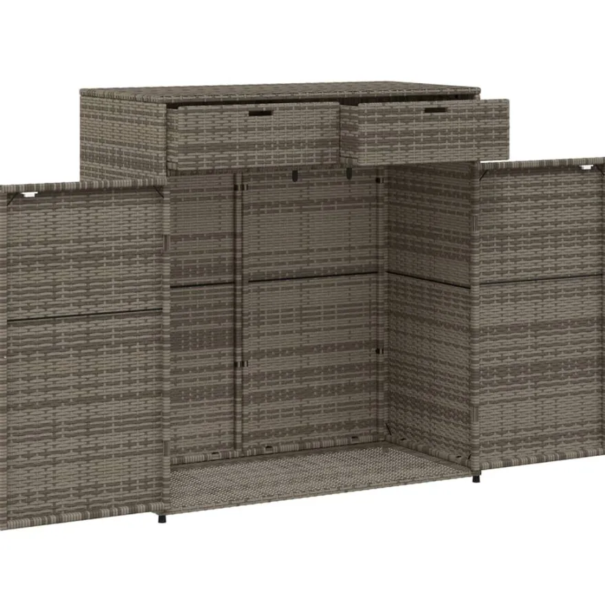 Puutarhan säilytyskaappi harmaa 105x55x113 cm polyrottinki
