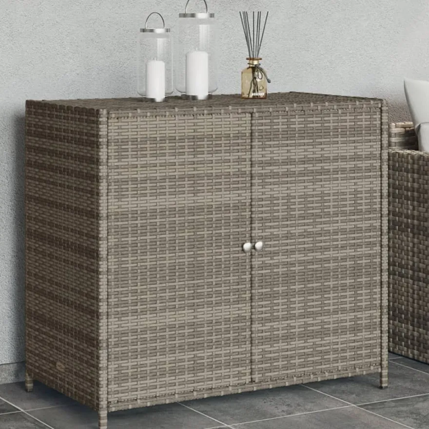 Puutarhan säilytyskaappi harmaa 83x45x76 cm polyrottinki