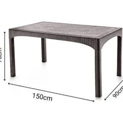 Puutarhapöytä Linento Garden Rattan, 90x150cm, tummanruskea