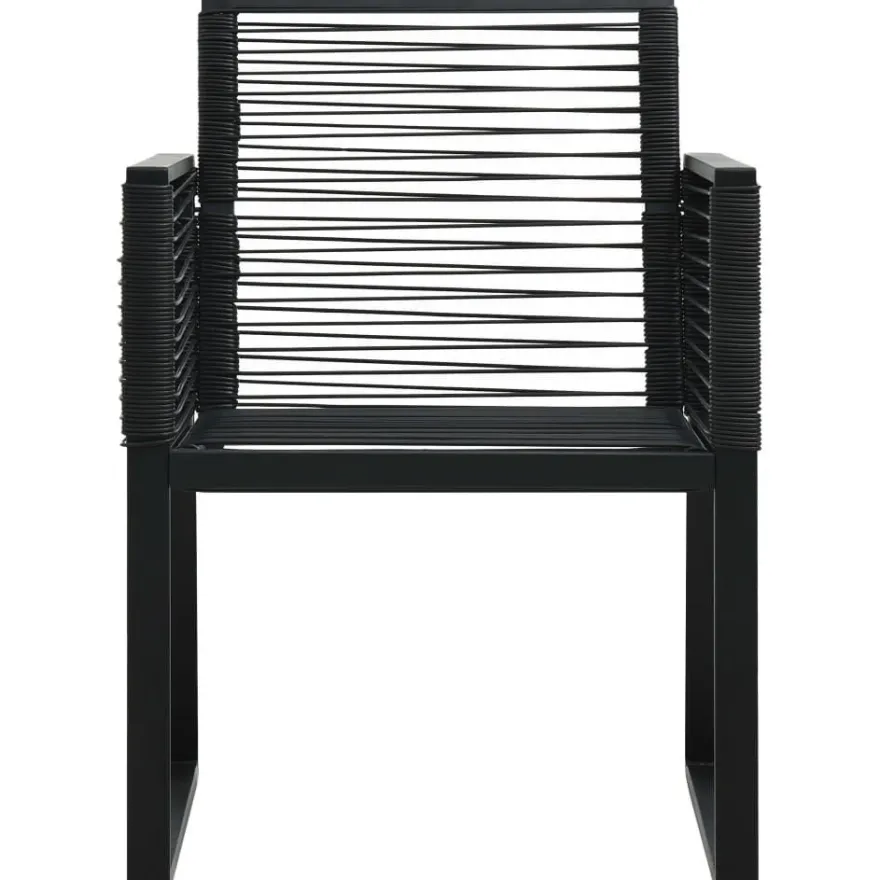 Puutarhatuolit 2 kpl, musta PVC rottinki
