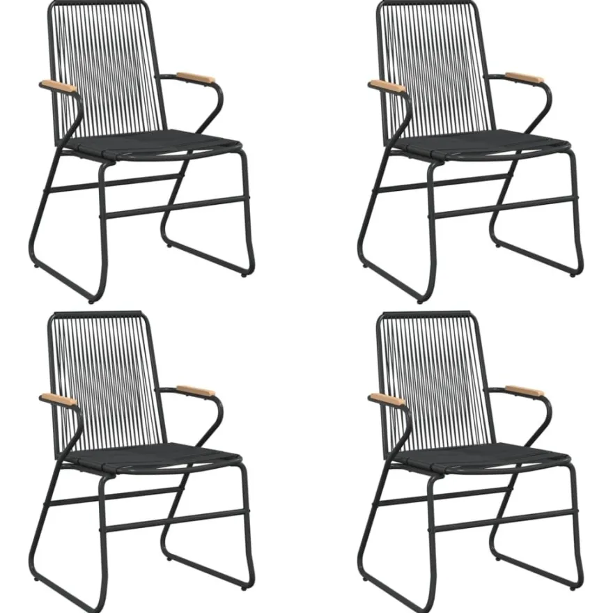 Puutarhatuolit 4 kpl musta 58x59x85,5 cm PVC rottinki