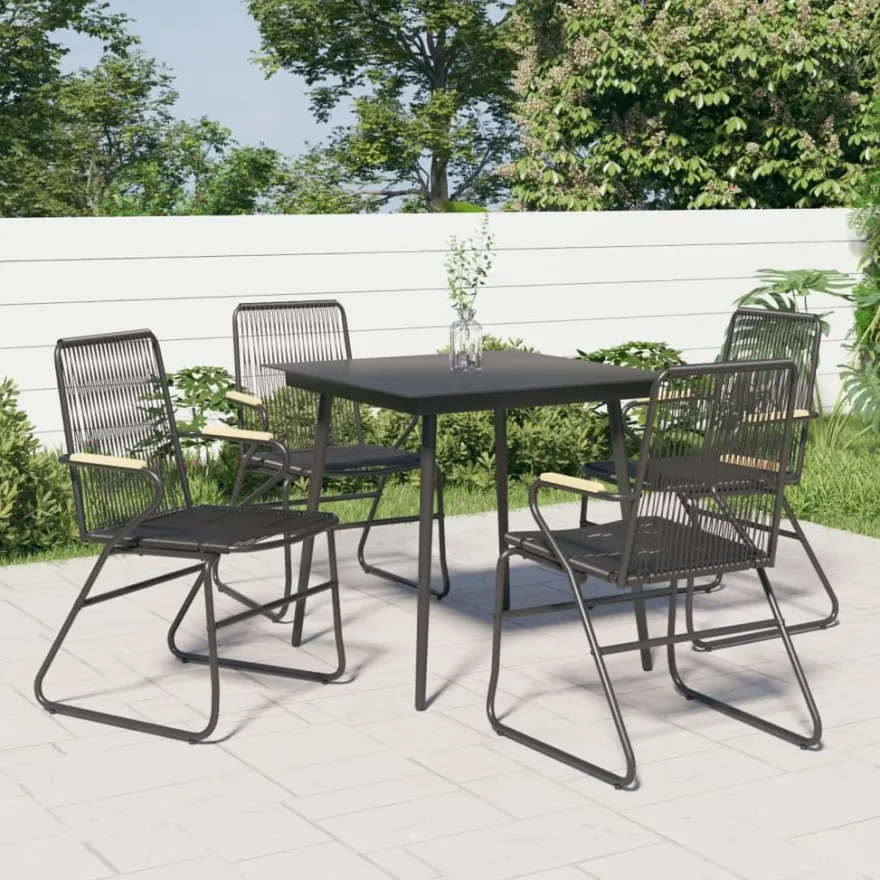 Puutarhatuolit 4 kpl musta 58x59x85,5 cm PVC rottinki