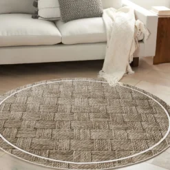Pyöreä matto Linento Woopamuk502, Ø90cm, beige/harmaa