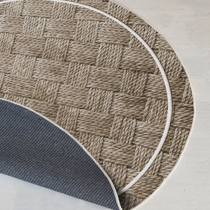 Pyöreä matto Linento Woopamuk502, Ø90cm, beige/harmaa