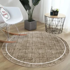 Pyöreä matto Linento Woopamuk502, Ø90cm, beige/harmaa