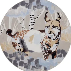 Pyöreä matto Vallila Ilves, beige/sininen, Ø 120 cm