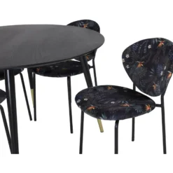Pyöreä ruokailuryhmä Venture Home, Ø115cm musta Dipp-pöytä + 4 mustaa Vault-tuolia