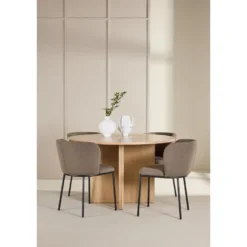 Pyöreä ruokailuryhmä Venture Home, Ø120/170x120cm Strada-pöytä + 4 Edina-tuolia, sametti, eri värejä