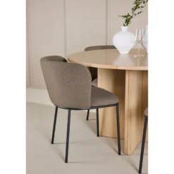 Pyöreä ruokailuryhmä Venture Home, Ø120/170x120cm Strada-pöytä + 4 Edina-tuolia, sametti, eri värejä