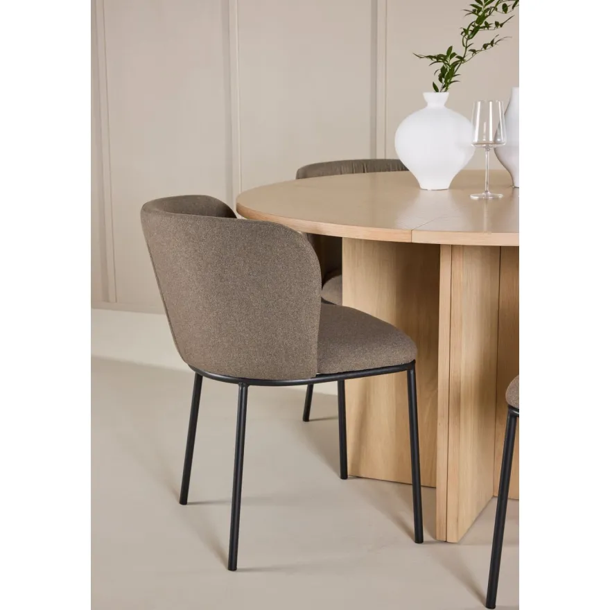 Pyöreä ruokailuryhmä Venture Home, Ø120/170x120cm Strada-pöytä + 4 Edina-tuolia, sametti, eri värejä