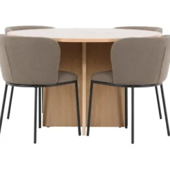 Pyöreä ruokailuryhmä Venture Home, Ø120/170x120cm Strada-pöytä + 4 Edina-tuolia, sametti, eri värejä