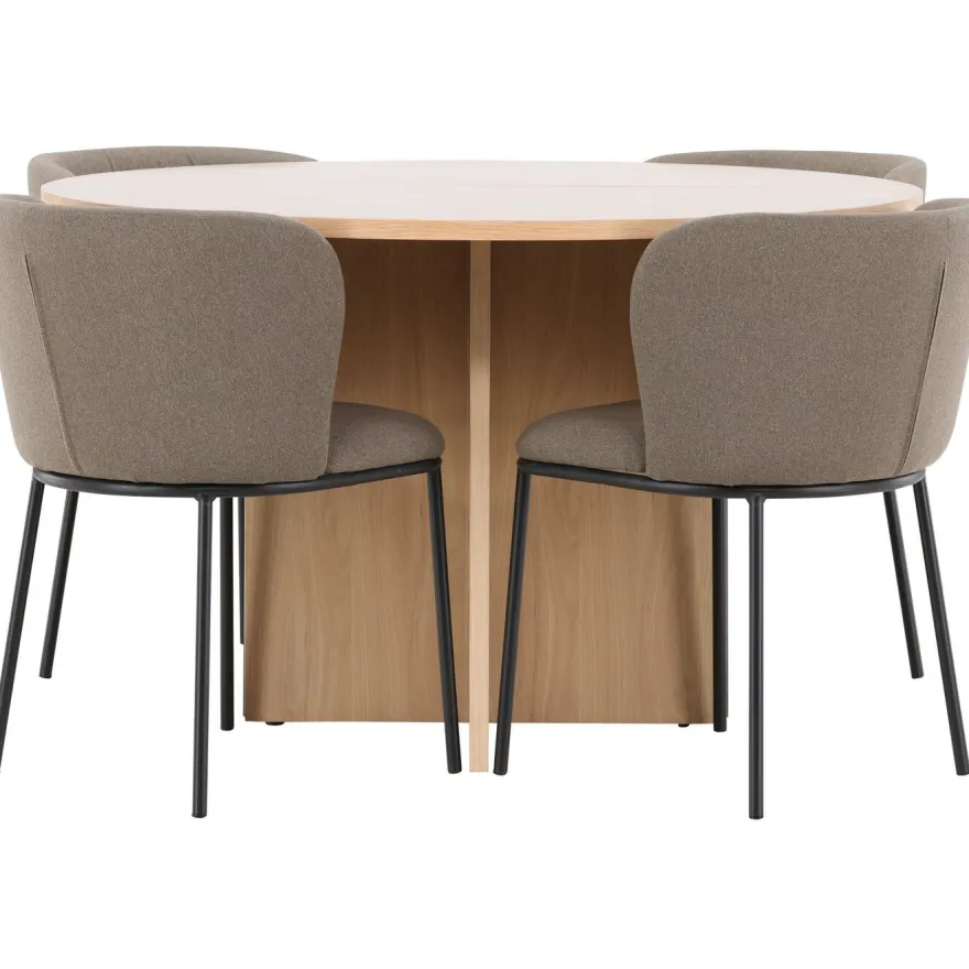 Pyöreä ruokailuryhmä Venture Home, Ø120/170x120cm Strada-pöytä + 4 Edina-tuolia, sametti, eri värejä