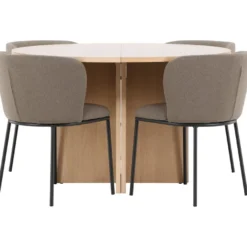 Pyöreä ruokailuryhmä Venture Home, Ø120/170x120cm Strada-pöytä + 4 Edina-tuolia, sametti, eri värejä