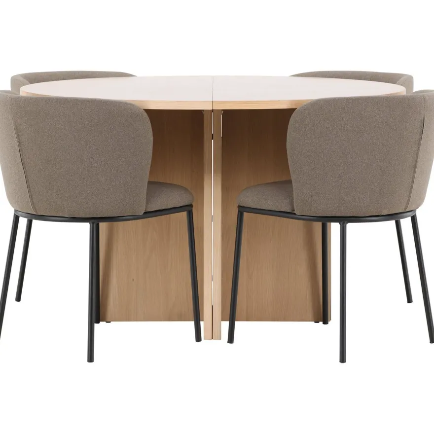 Pyöreä ruokailuryhmä Venture Home, Ø120/170x120cm Strada-pöytä + 4 Edina-tuolia, sametti, eri värejä