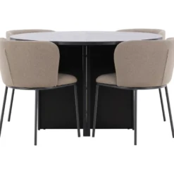 Pyöreä ruokailuryhmä Venture Home, Ø120/170x120cm Strada-pöytä + 4 Edina-tuolia, sametti, eri värejä