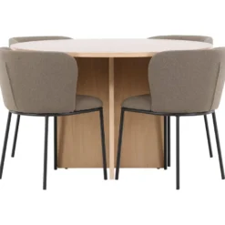 Pyöreä ruokailuryhmä Venture Home, Ø120/170x120cm Strada-pöytä + 4 Edina-tuolia, sametti, eri värejä