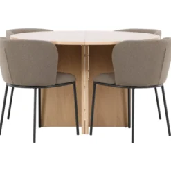 Pyöreä ruokailuryhmä Venture Home, Ø120/170x120cm Strada-pöytä + 4 Edina-tuolia, sametti, eri värejä