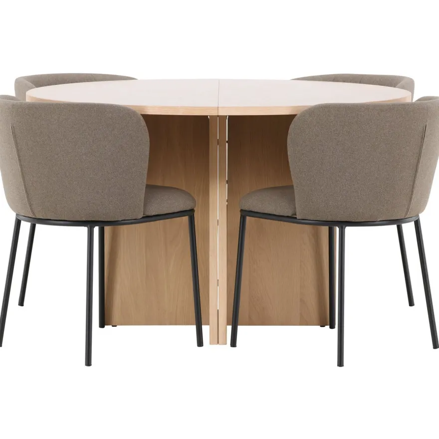 Pyöreä ruokailuryhmä Venture Home, Ø120/170x120cm Strada-pöytä + 4 Edina-tuolia, sametti, eri värejä