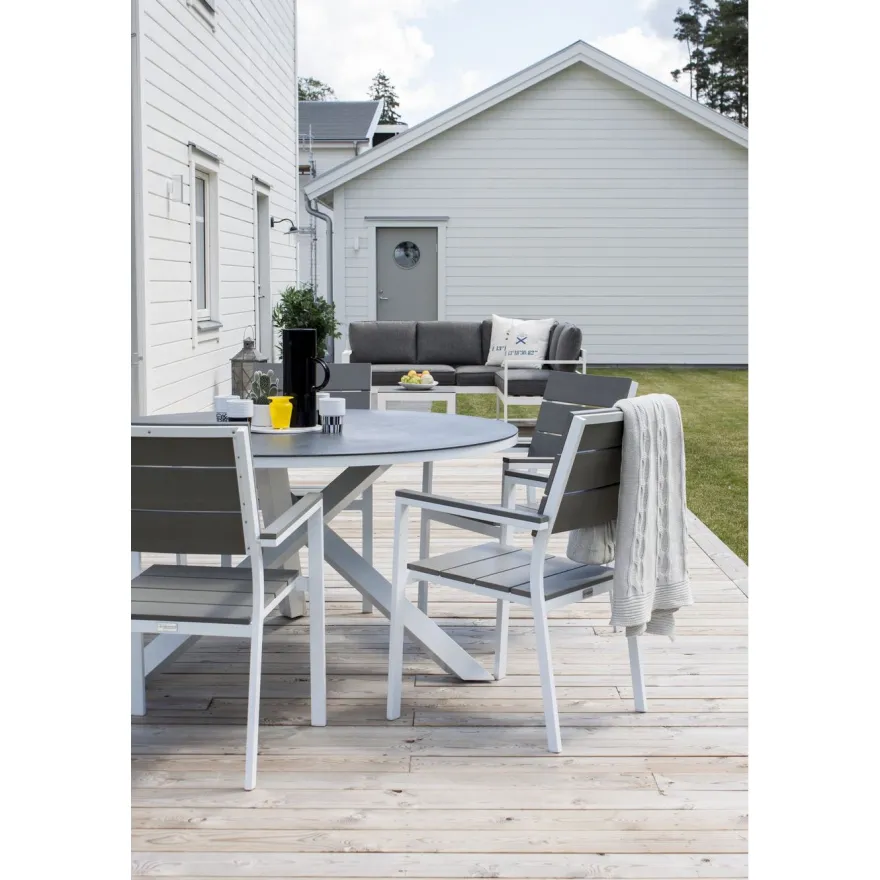 Pyöreä ruokapöytä Venture Home Copacabana 2, Ø140cm, harmaa/valkoinen