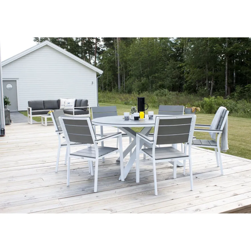 Pyöreä ruokapöytä Venture Home Copacabana 2, Ø140cm, harmaa/valkoinen