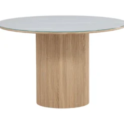 Pyöreä ruokapöytä Vind Härön, Ø120cm, valkoinen/ruskea