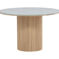 Pyöreä ruokapöytä Vind Härön, Ø120cm, valkoinen/ruskea
