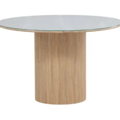 Pyöreä ruokapöytä Vind Härön, Ø120cm, valkoinen/ruskea