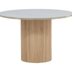 Pyöreä ruokapöytä Vind Härön, Ø120cm, valkoinen/ruskea