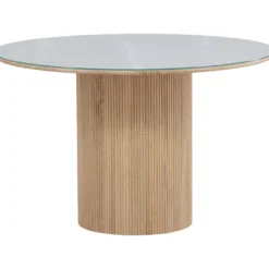 Pyöreä ruokapöytä Vind Härön, Ø120cm, valkoinen/ruskea