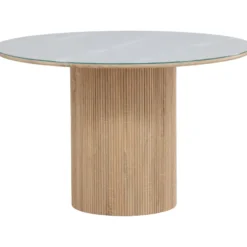 Pyöreä ruokapöytä Vind Härön, Ø120cm, valkoinen/ruskea