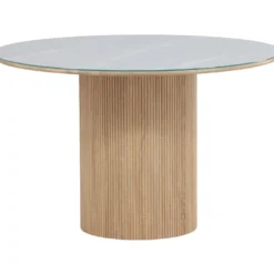 Pyöreä ruokapöytä Vind Härön, Ø120cm, valkoinen/ruskea