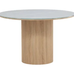 Pyöreä ruokapöytä Vind Härön, Ø120cm, valkoinen/ruskea