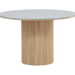 Pyöreä ruokapöytä Vind Härön, Ø120cm, valkoinen/ruskea