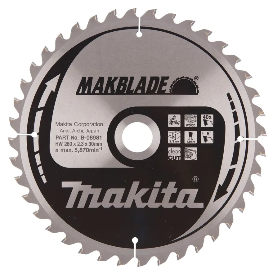 Pyörösahanterä Makita Makblade B-08981, Ø260x30x2.3mm, 48T