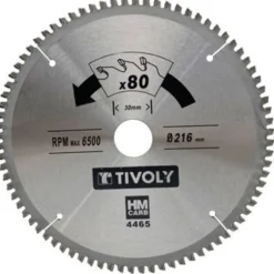 Pyörösahanterä Tivoly 190 × 30 × 2,5/1,7mm alumiinille ja värimetalleille