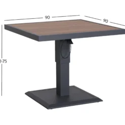 Pöytä Home4You PARKER 85x85xK52-75 cm, harmaa