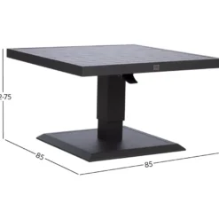 Pöytä Home4You TOMSON 85x85xK52-75 cm, tummanharmaa