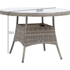 Pöytä Home4You TRENTO Ø110xK73,5 cm, vaaleanharmaa